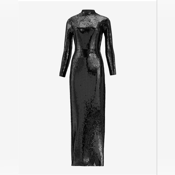 NWT-Express Sequin Mock Neck Long Sleeve Maxi Dress - Picture 5 of 6